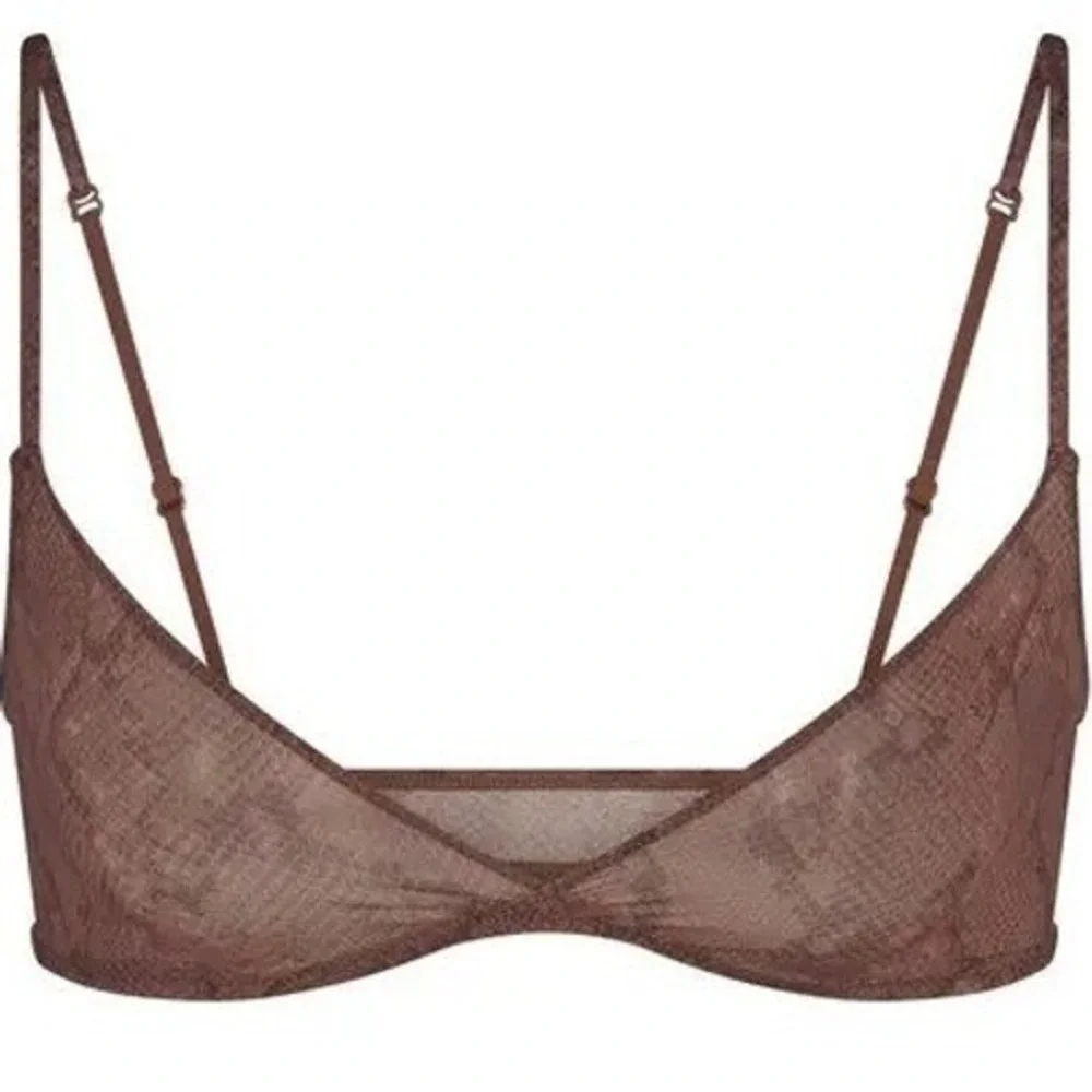 Skims Milky Sheer Triangle Bralette Jasper Snake Print Brown TR-TRI-9649W 4X